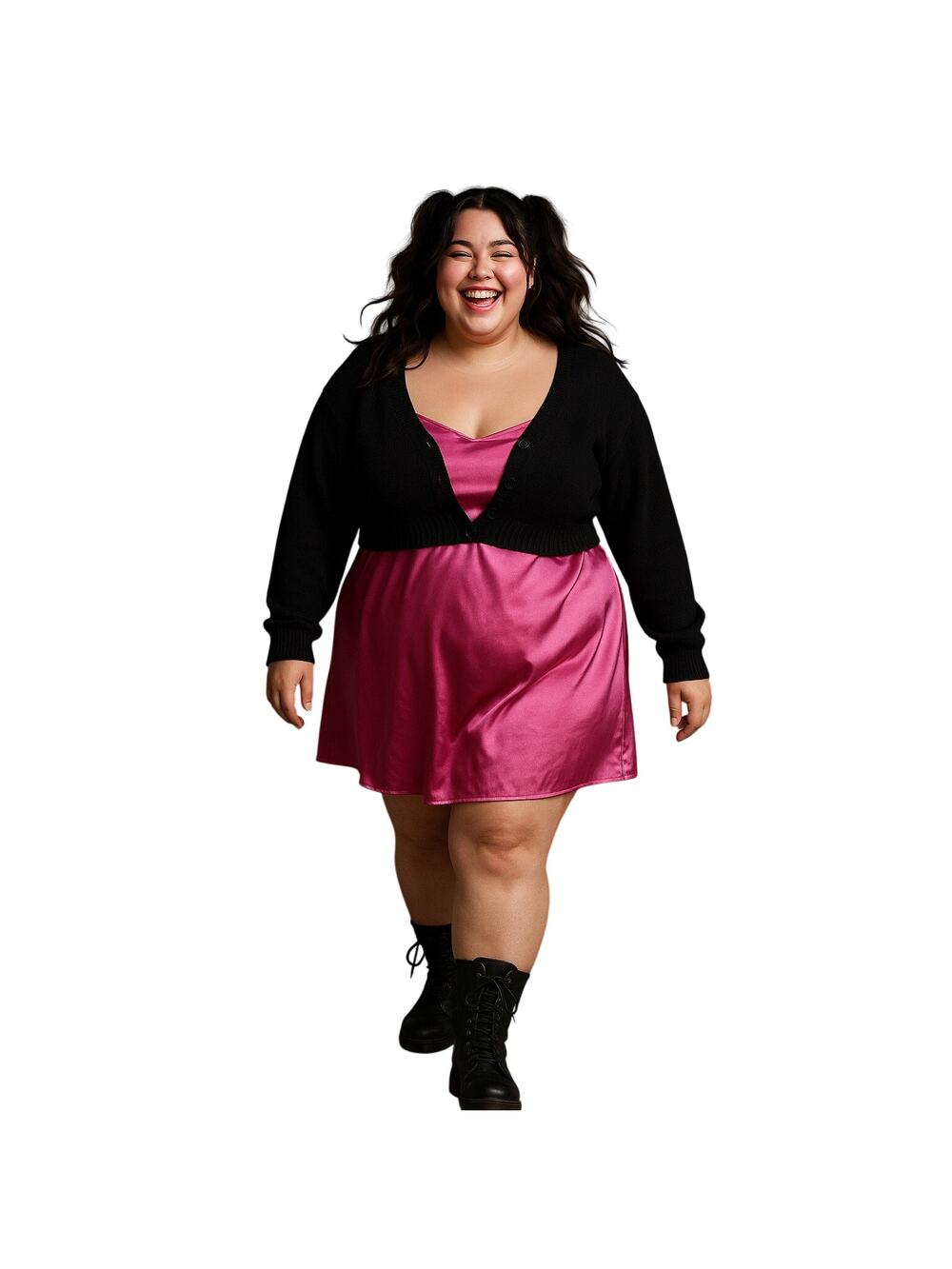 Plus Size 5X Hot Pink Satin Nightgown Slip Dress Sleepwear 34 36 romantic girlie